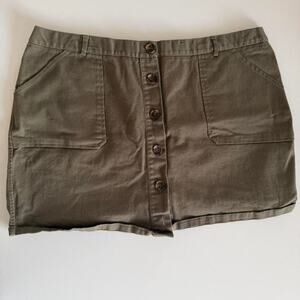 Rue+ Olive Green‎ Button Front Mini Skirt Utility A Line Womens 3X Plus